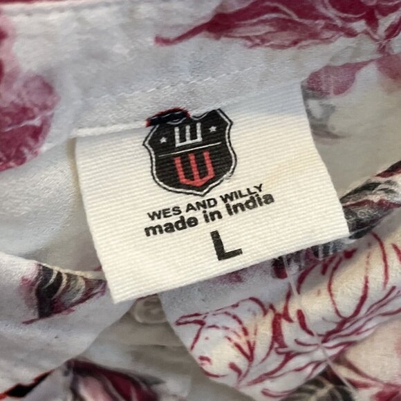 Women's Wes and Willy Button Up Shirt SZ Large Georgia Sports Floral Blouse - Picture 8 of 12